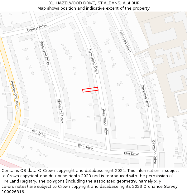 31, HAZELWOOD DRIVE, ST ALBANS, AL4 0UP: Location map and indicative extent of plot
