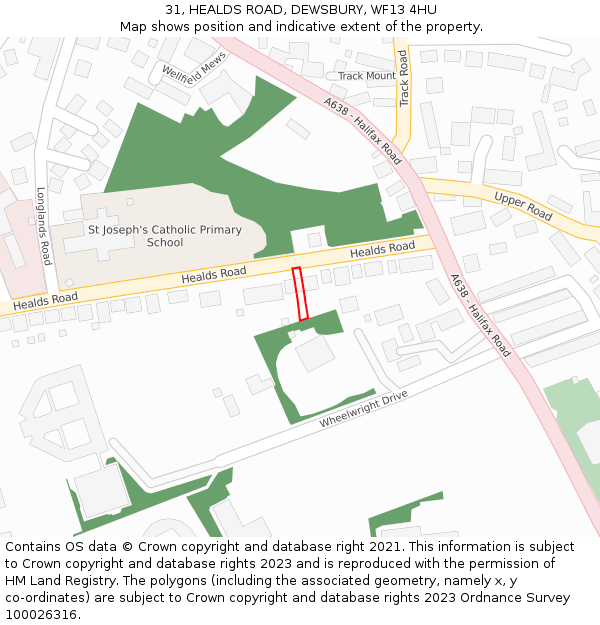 31, HEALDS ROAD, DEWSBURY, WF13 4HU: Location map and indicative extent of plot