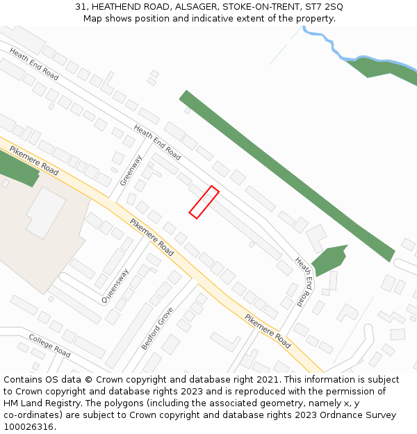 31, HEATHEND ROAD, ALSAGER, STOKE-ON-TRENT, ST7 2SQ: Location map and indicative extent of plot
