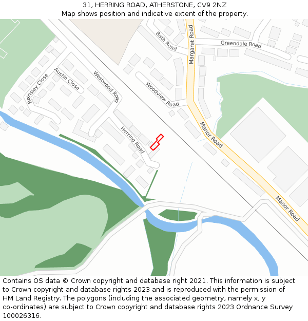 31, HERRING ROAD, ATHERSTONE, CV9 2NZ: Location map and indicative extent of plot