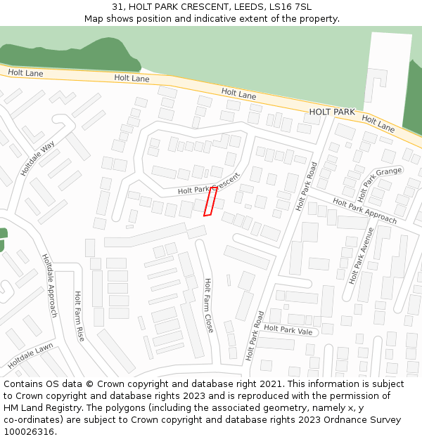 31, HOLT PARK CRESCENT, LEEDS, LS16 7SL: Location map and indicative extent of plot