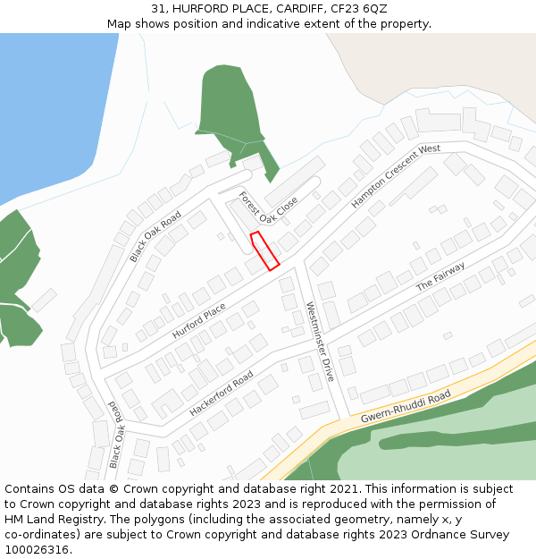 31, HURFORD PLACE, CARDIFF, CF23 6QZ: Location map and indicative extent of plot