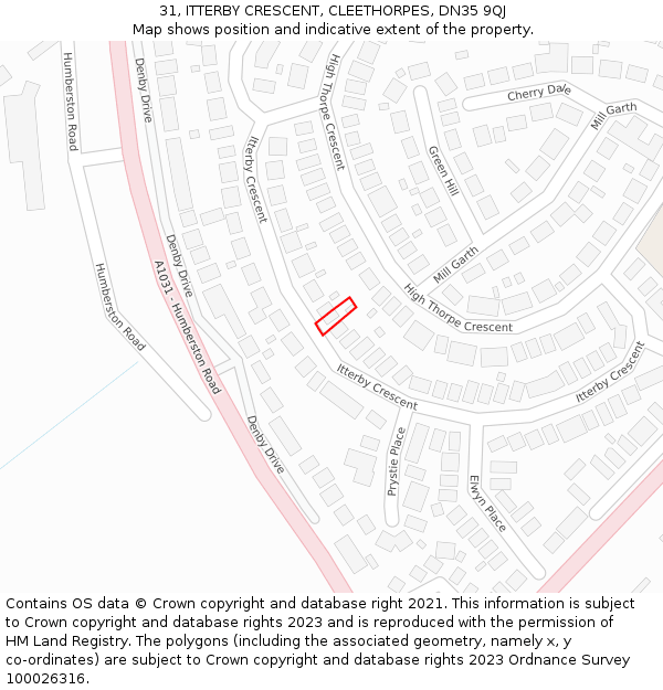 31, ITTERBY CRESCENT, CLEETHORPES, DN35 9QJ: Location map and indicative extent of plot