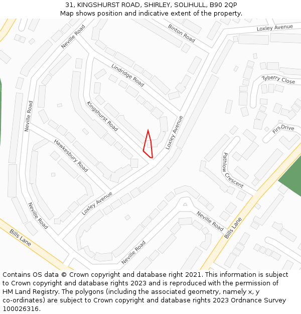 31, KINGSHURST ROAD, SHIRLEY, SOLIHULL, B90 2QP: Location map and indicative extent of plot