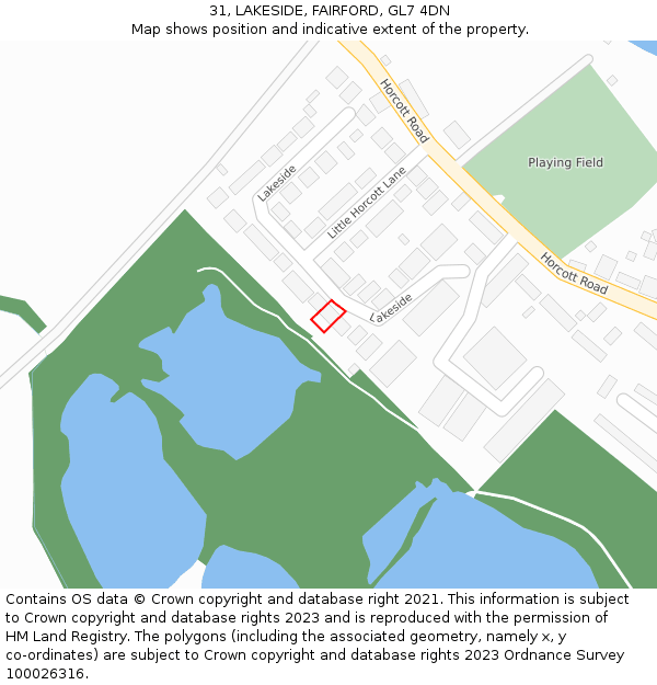31, LAKESIDE, FAIRFORD, GL7 4DN: Location map and indicative extent of plot
