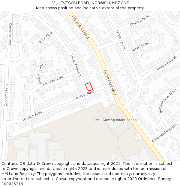 31, LEVESON ROAD, NORWICH, NR7 8NS: Location map and indicative extent of plot