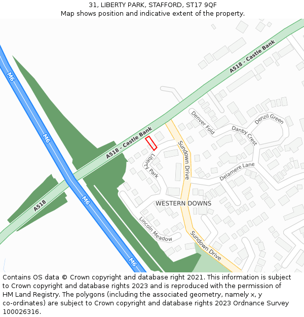 31, LIBERTY PARK, STAFFORD, ST17 9QF: Location map and indicative extent of plot
