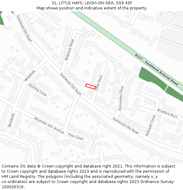 31, LITTLE HAYS, LEIGH-ON-SEA, SS9 4SF: Location map and indicative extent of plot