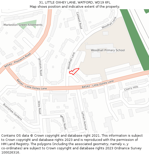 31, LITTLE OXHEY LANE, WATFORD, WD19 6FL: Location map and indicative extent of plot
