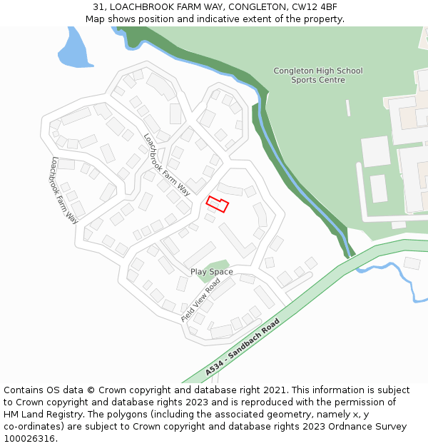 31, LOACHBROOK FARM WAY, CONGLETON, CW12 4BF: Location map and indicative extent of plot