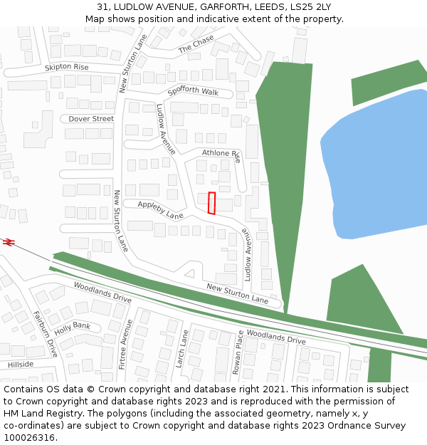 31, LUDLOW AVENUE, GARFORTH, LEEDS, LS25 2LY: Location map and indicative extent of plot