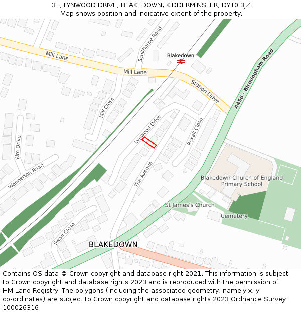 31, LYNWOOD DRIVE, BLAKEDOWN, KIDDERMINSTER, DY10 3JZ: Location map and indicative extent of plot