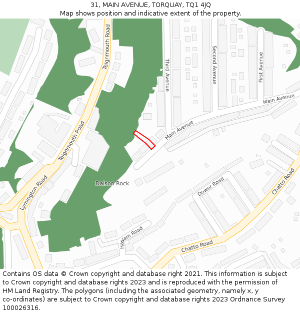 31, MAIN AVENUE, TORQUAY, TQ1 4JQ: Location map and indicative extent of plot