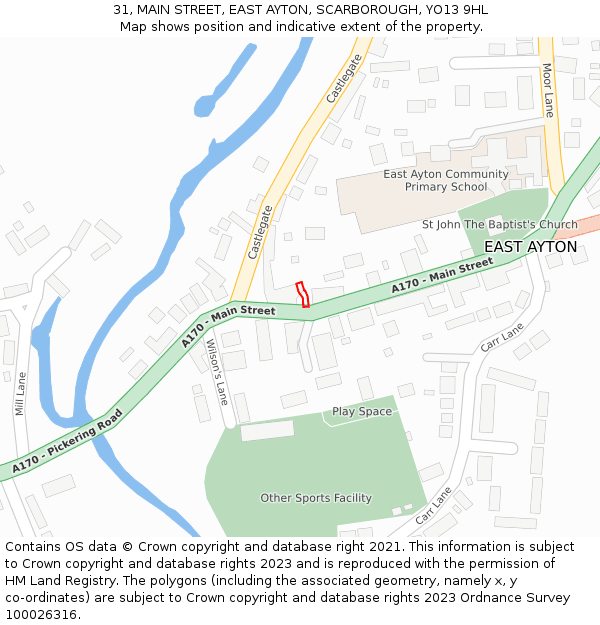 31, MAIN STREET, EAST AYTON, SCARBOROUGH, YO13 9HL: Location map and indicative extent of plot
