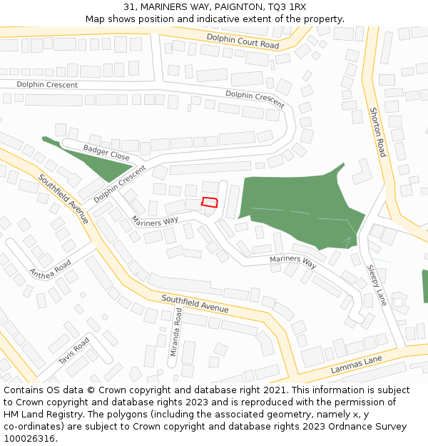 31, MARINERS WAY, PAIGNTON, TQ3 1RX: Location map and indicative extent of plot