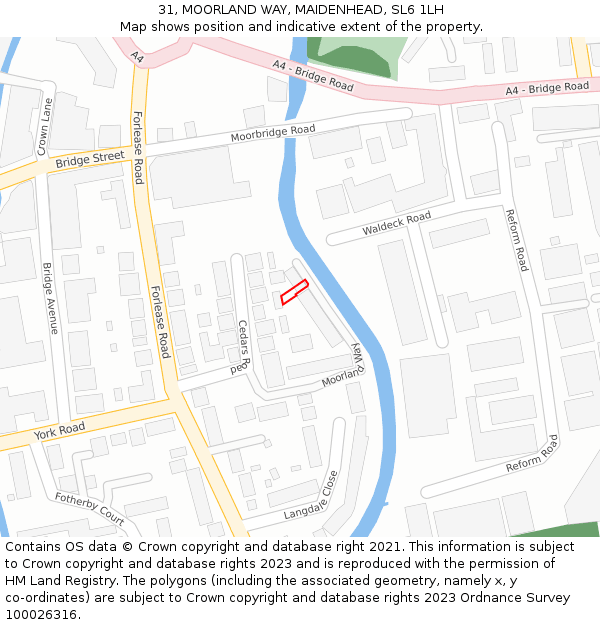 31, MOORLAND WAY, MAIDENHEAD, SL6 1LH: Location map and indicative extent of plot