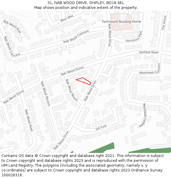31, NAB WOOD DRIVE, SHIPLEY, BD18 4EL: Location map and indicative extent of plot