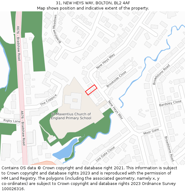 31, NEW HEYS WAY, BOLTON, BL2 4AF: Location map and indicative extent of plot