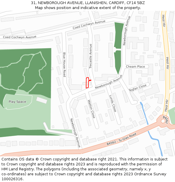 31, NEWBOROUGH AVENUE, LLANISHEN, CARDIFF, CF14 5BZ: Location map and indicative extent of plot