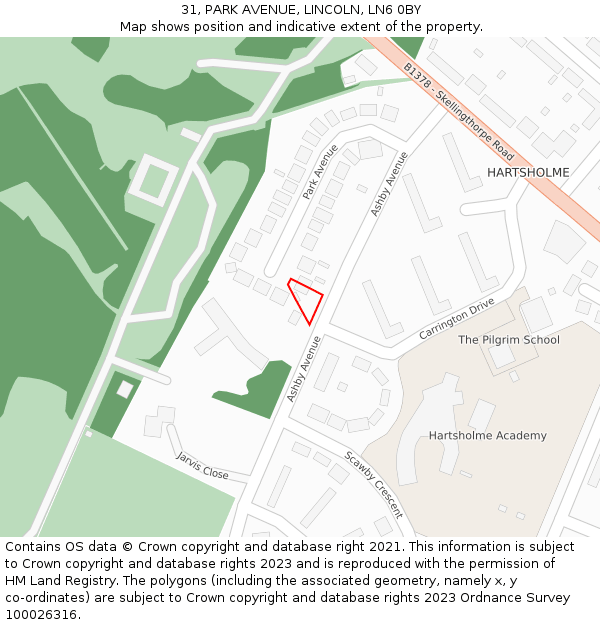 31, PARK AVENUE, LINCOLN, LN6 0BY: Location map and indicative extent of plot