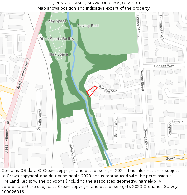 31, PENNINE VALE, SHAW, OLDHAM, OL2 8DH: Location map and indicative extent of plot