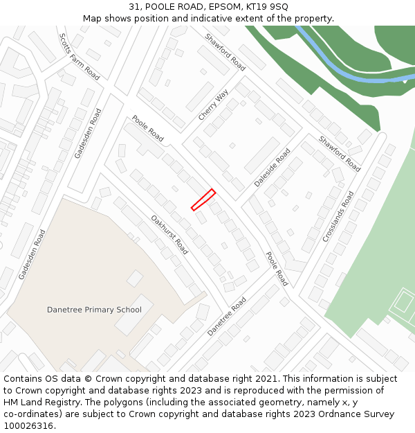 31, POOLE ROAD, EPSOM, KT19 9SQ: Location map and indicative extent of plot