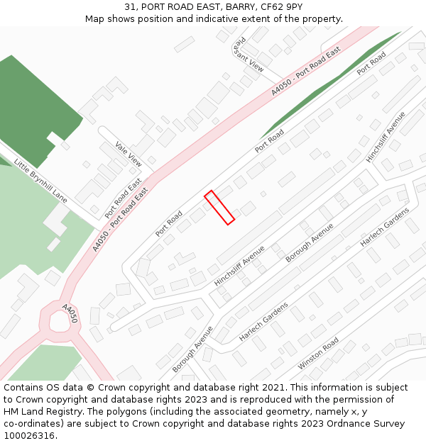 31, PORT ROAD EAST, BARRY, CF62 9PY: Location map and indicative extent of plot