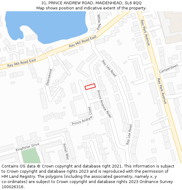 31, PRINCE ANDREW ROAD, MAIDENHEAD, SL6 8QQ: Location map and indicative extent of plot