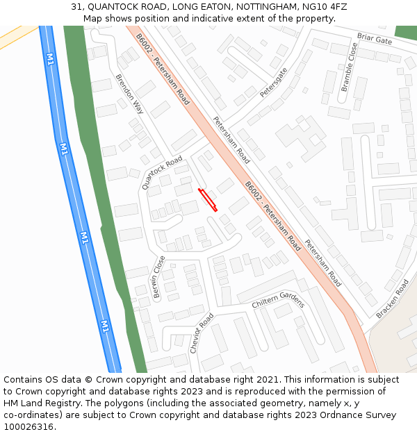 31, QUANTOCK ROAD, LONG EATON, NOTTINGHAM, NG10 4FZ: Location map and indicative extent of plot