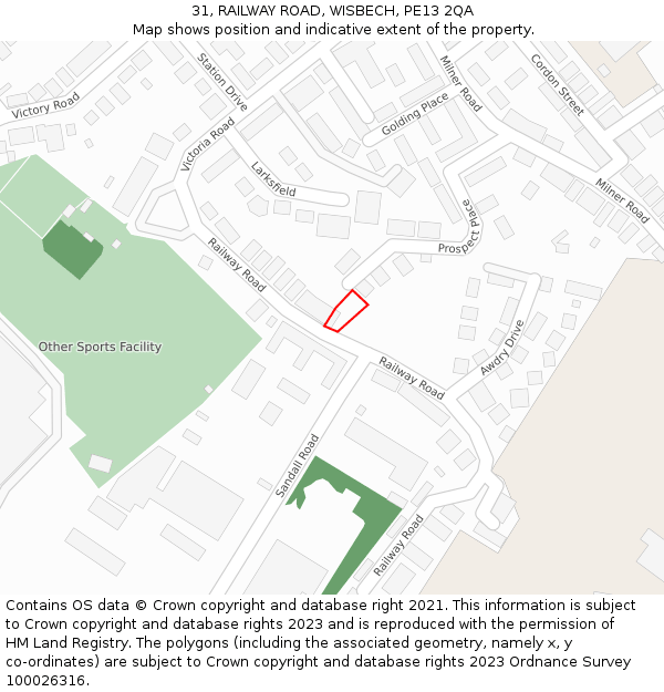 31, RAILWAY ROAD, WISBECH, PE13 2QA: Location map and indicative extent of plot