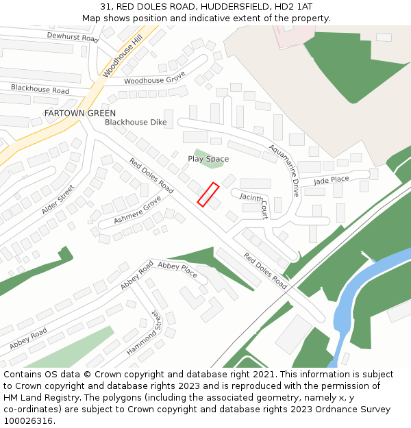 31, RED DOLES ROAD, HUDDERSFIELD, HD2 1AT: Location map and indicative extent of plot