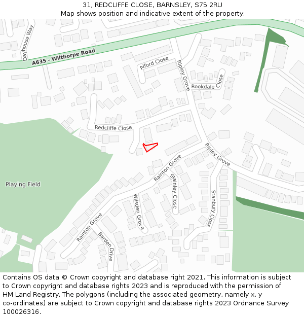 31, REDCLIFFE CLOSE, BARNSLEY, S75 2RU: Location map and indicative extent of plot