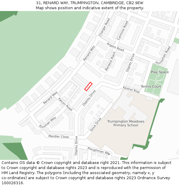 31, RENARD WAY, TRUMPINGTON, CAMBRIDGE, CB2 9EW: Location map and indicative extent of plot