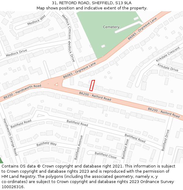 31, RETFORD ROAD, SHEFFIELD, S13 9LA: Location map and indicative extent of plot