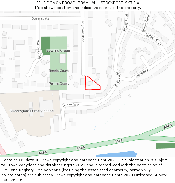 31, RIDGMONT ROAD, BRAMHALL, STOCKPORT, SK7 1JX: Location map and indicative extent of plot