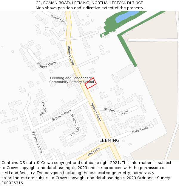 31, ROMAN ROAD, LEEMING, NORTHALLERTON, DL7 9SB: Location map and indicative extent of plot