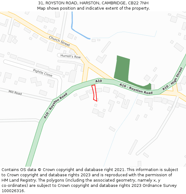31, ROYSTON ROAD, HARSTON, CAMBRIDGE, CB22 7NH: Location map and indicative extent of plot