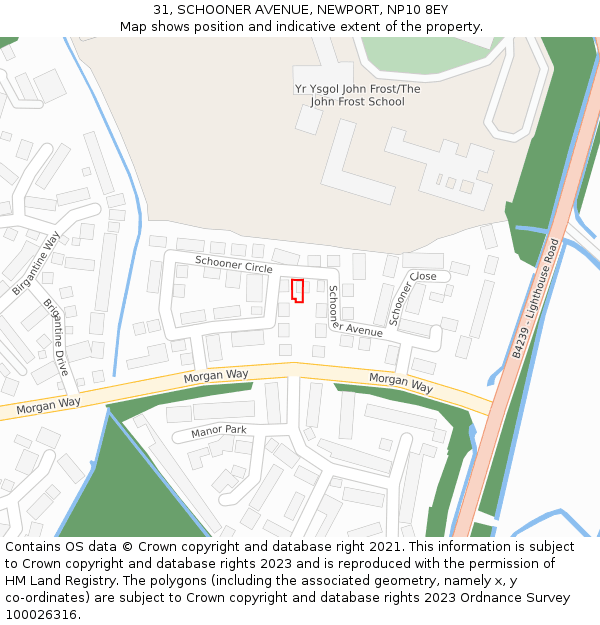 31, SCHOONER AVENUE, NEWPORT, NP10 8EY: Location map and indicative extent of plot