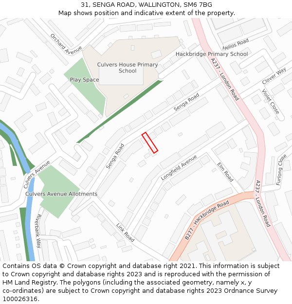 31, SENGA ROAD, WALLINGTON, SM6 7BG: Location map and indicative extent of plot
