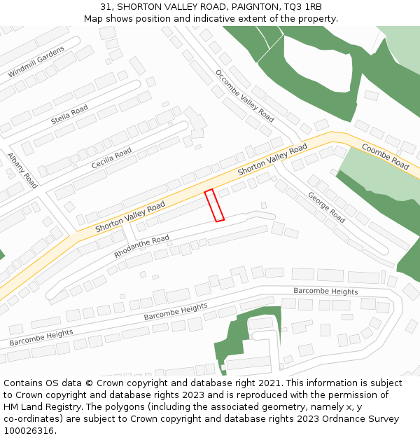 31, SHORTON VALLEY ROAD, PAIGNTON, TQ3 1RB: Location map and indicative extent of plot