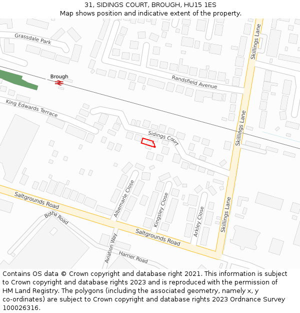 31, SIDINGS COURT, BROUGH, HU15 1ES: Location map and indicative extent of plot