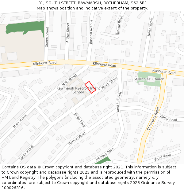 31, SOUTH STREET, RAWMARSH, ROTHERHAM, S62 5RF: Location map and indicative extent of plot