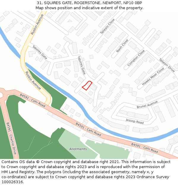 31, SQUIRES GATE, ROGERSTONE, NEWPORT, NP10 0BP: Location map and indicative extent of plot