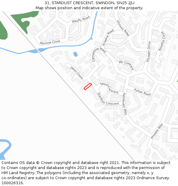 31, STARDUST CRESCENT, SWINDON, SN25 2JU: Location map and indicative extent of plot