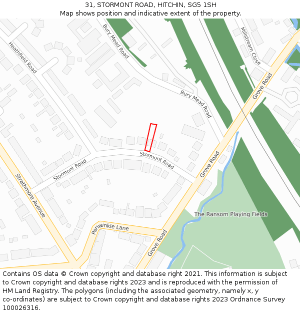 31, STORMONT ROAD, HITCHIN, SG5 1SH: Location map and indicative extent of plot