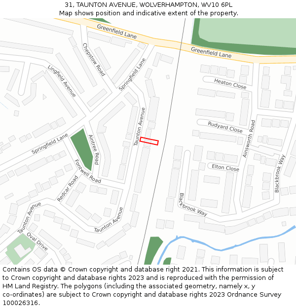 31, TAUNTON AVENUE, WOLVERHAMPTON, WV10 6PL: Location map and indicative extent of plot