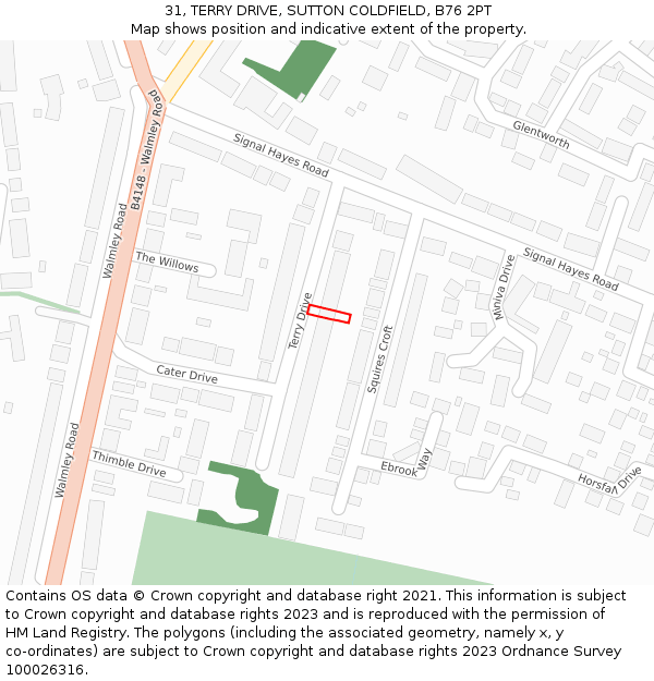 31, TERRY DRIVE, SUTTON COLDFIELD, B76 2PT: Location map and indicative extent of plot