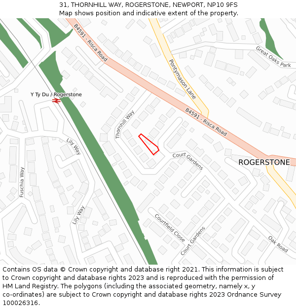 31, THORNHILL WAY, ROGERSTONE, NEWPORT, NP10 9FS: Location map and indicative extent of plot