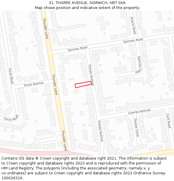 31, THORPE AVENUE, NORWICH, NR7 0XA: Location map and indicative extent of plot
