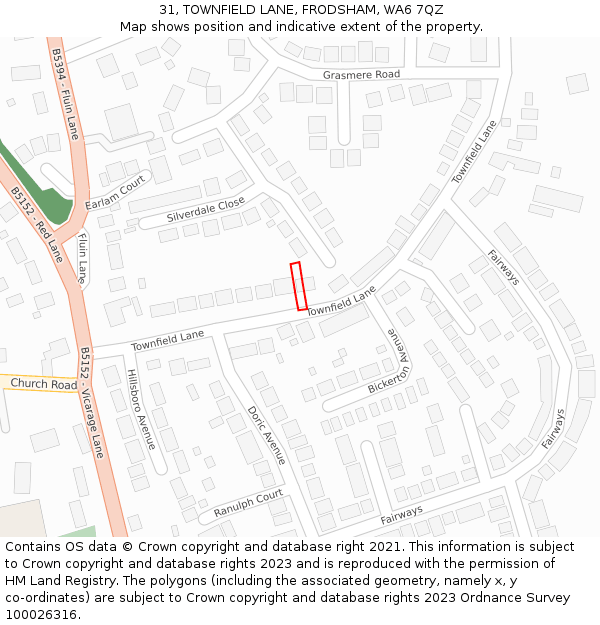 31, TOWNFIELD LANE, FRODSHAM, WA6 7QZ: Location map and indicative extent of plot